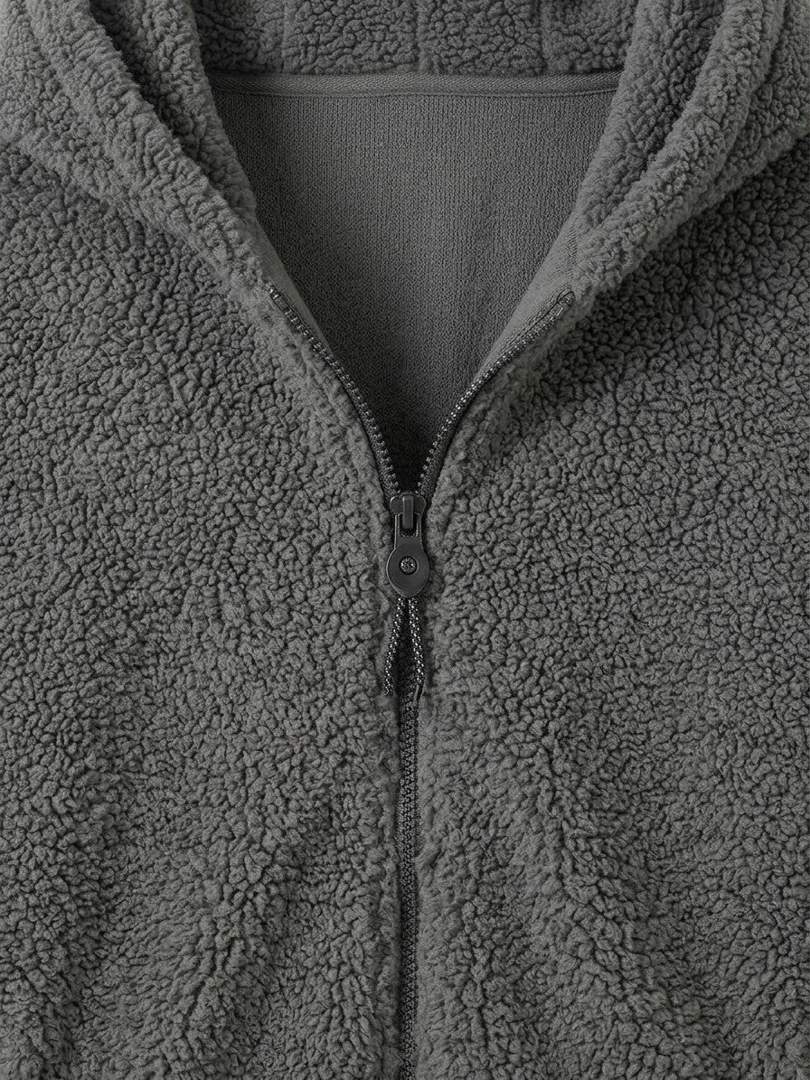 Lauria Men's Hooded Sherpa Zip Jacket — darkgray — detail-2