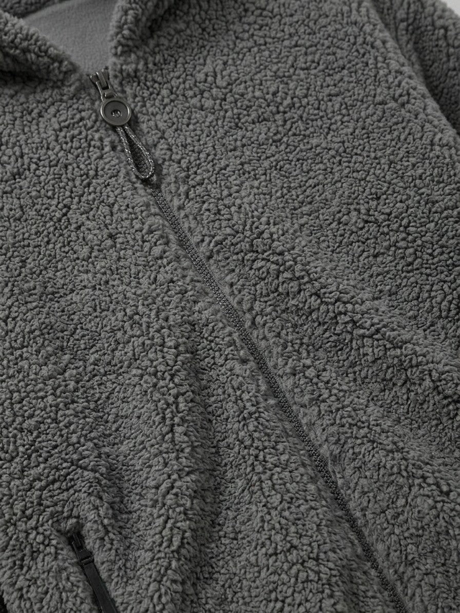 Lauria Men's Hooded Sherpa Zip Jacket — darkgray — detail