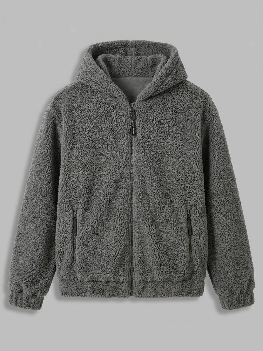 Lauria Men's Hooded Sherpa Zip Jacket — darkgray — packshot
