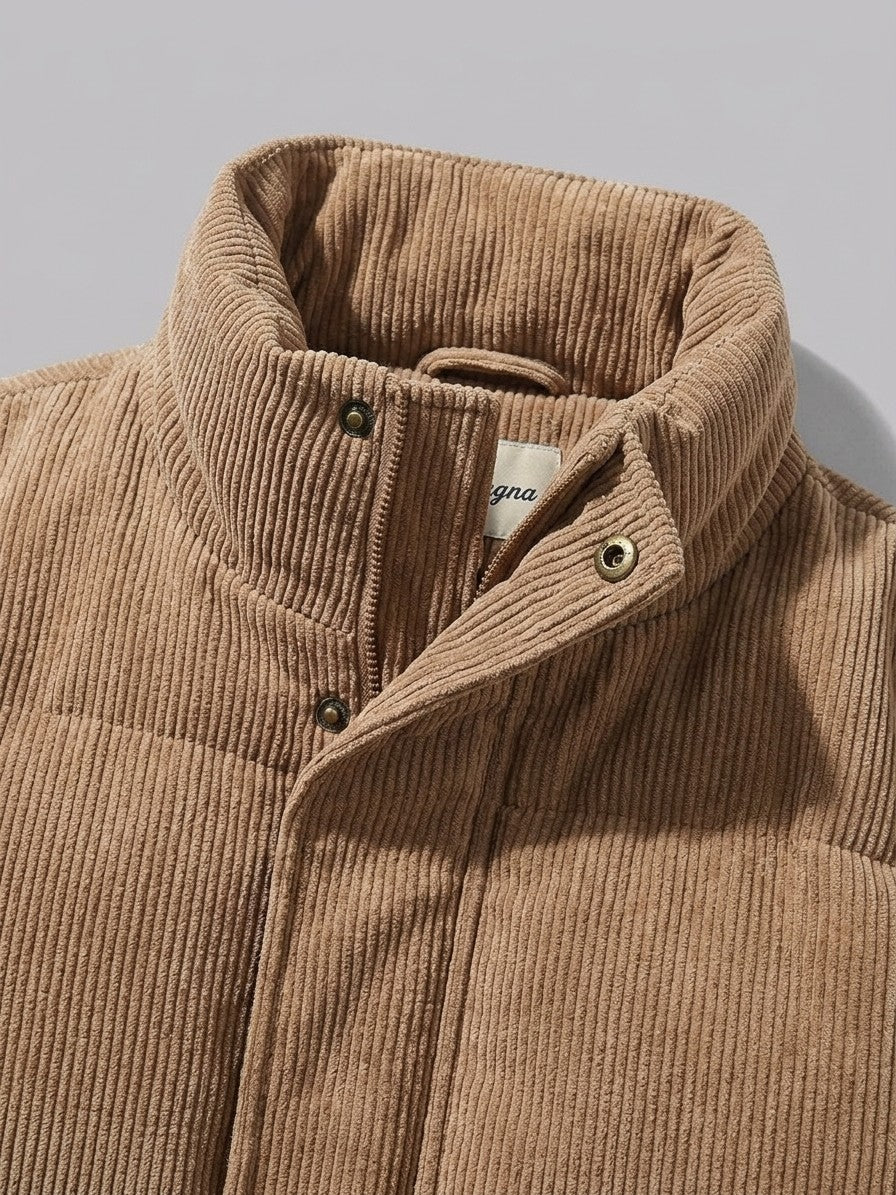 Lavagna Men's Corduroy Puffer Jacket — khaki — detail-2