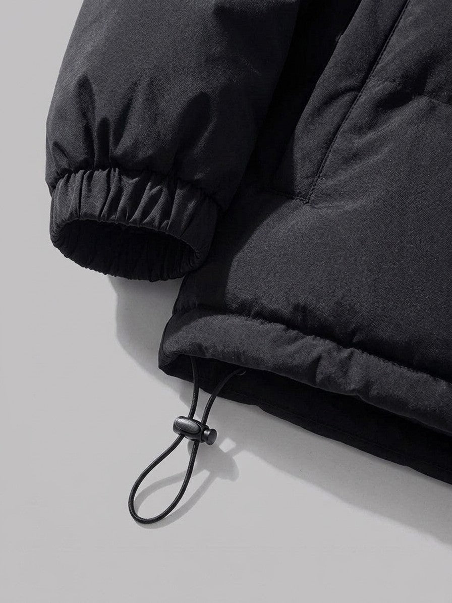 Lazise Men's Storm-Placket Puffer Jacket — black — detail-collar