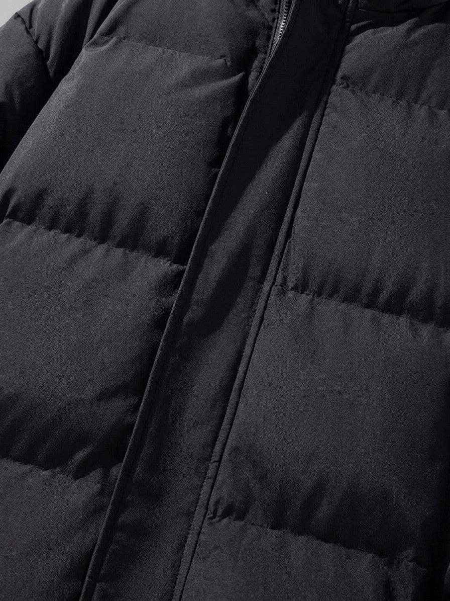 Lazise Men's Storm-Placket Puffer Jacket — black — detail