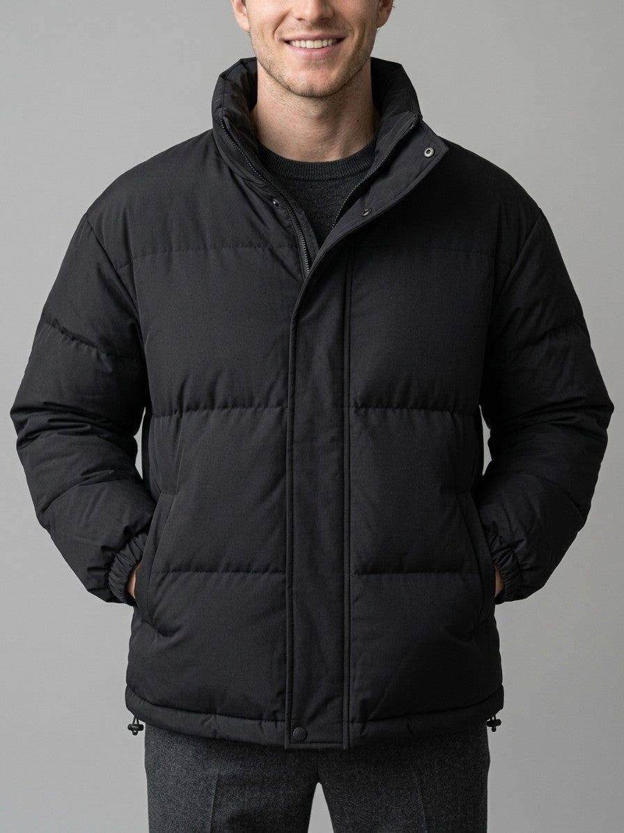 Lazise Men's Storm-Placket Puffer Jacket — black — front