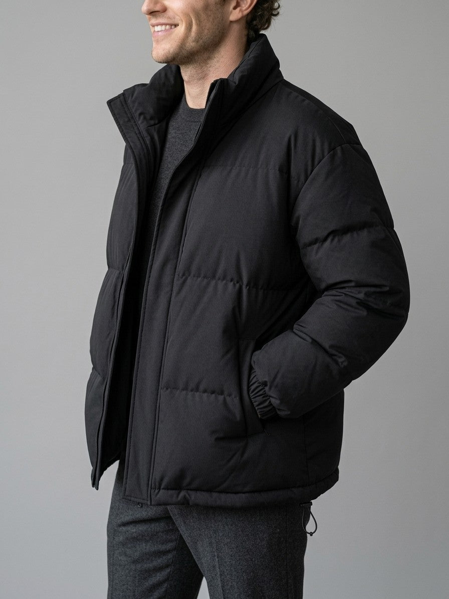 Lazise Men's Storm-Placket Puffer Jacket — black — side