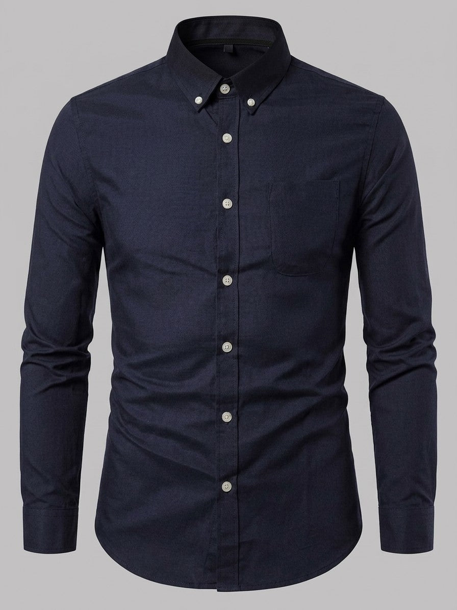 Lecce Men's Slim Button-Down Collar Shirt — black — packshot
