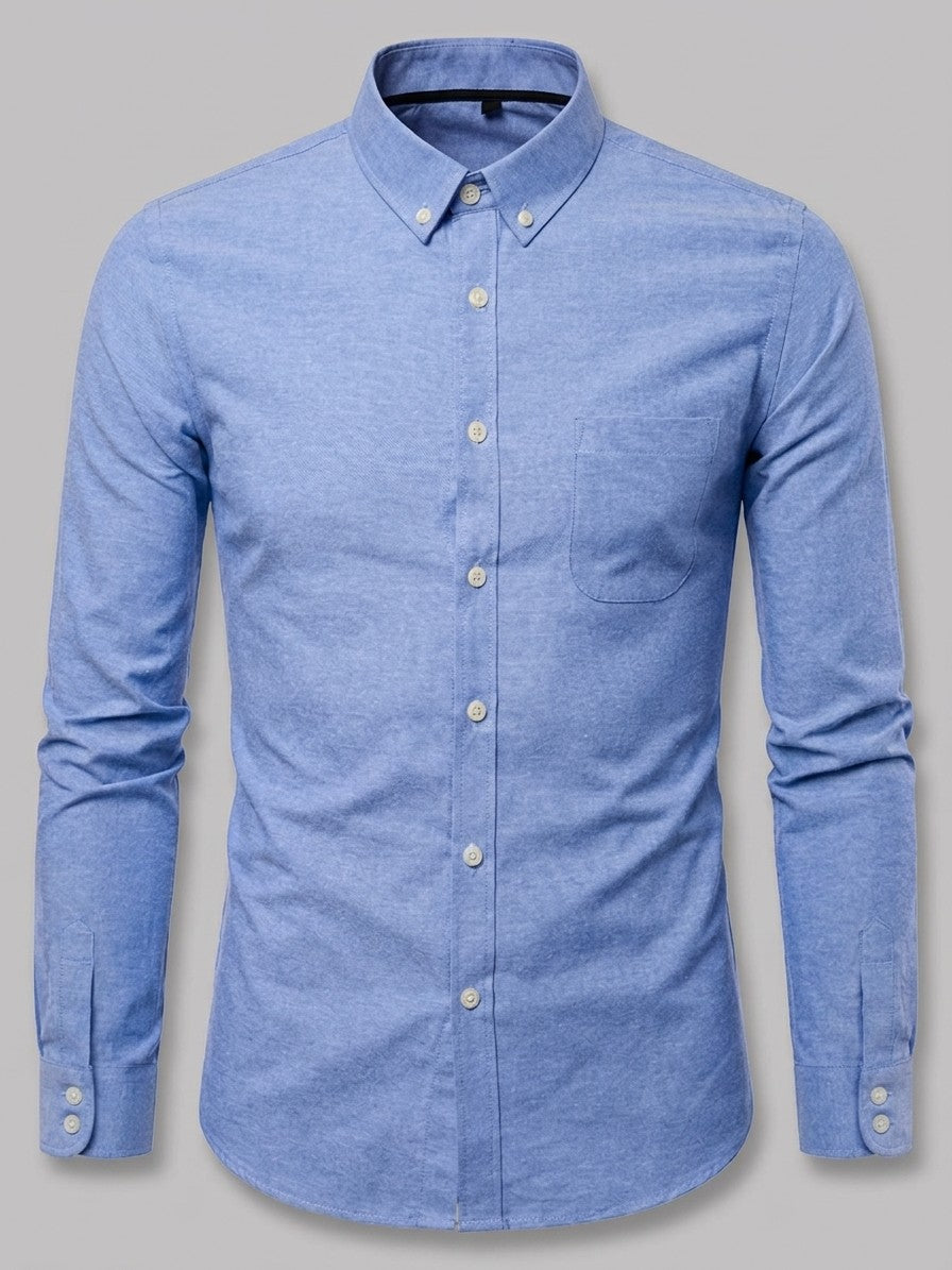 Lecce Men's Slim Button-Down Collar Shirt — blue — packshot