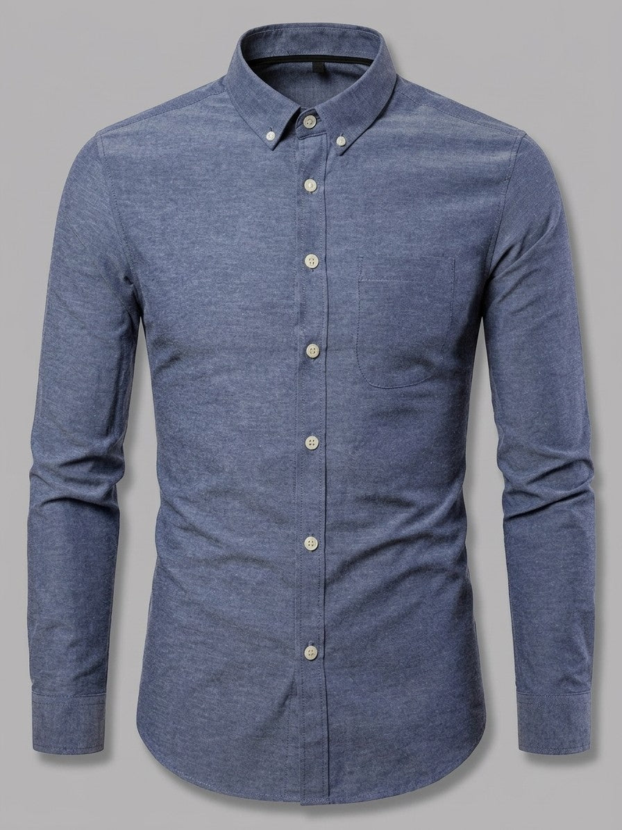 Lecce Men's Slim Button-Down Collar Shirt — grey — packshot