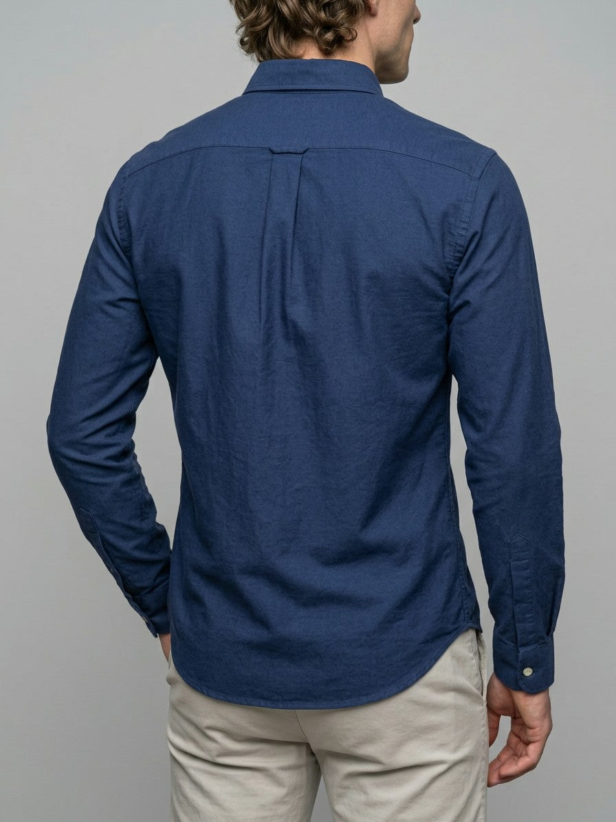 Lecce Men's Slim Button-Down Collar Shirt — navy — back