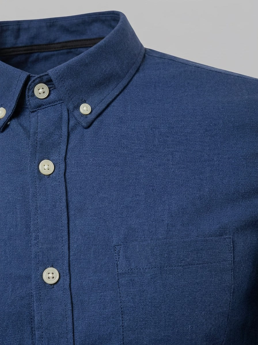 Lecce Men's Slim Button-Down Collar Shirt — navy — detail