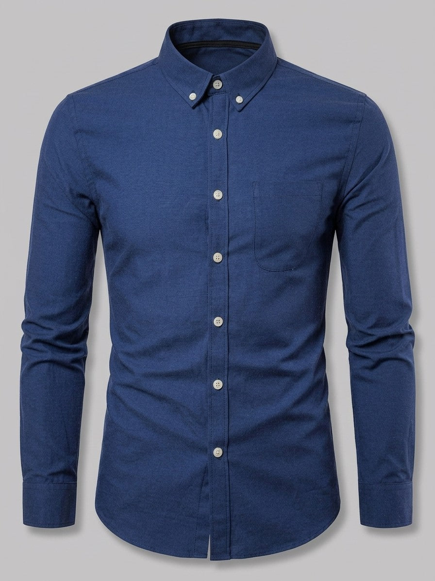 Lecce Men's Slim Button-Down Collar Shirt — navy — packshot