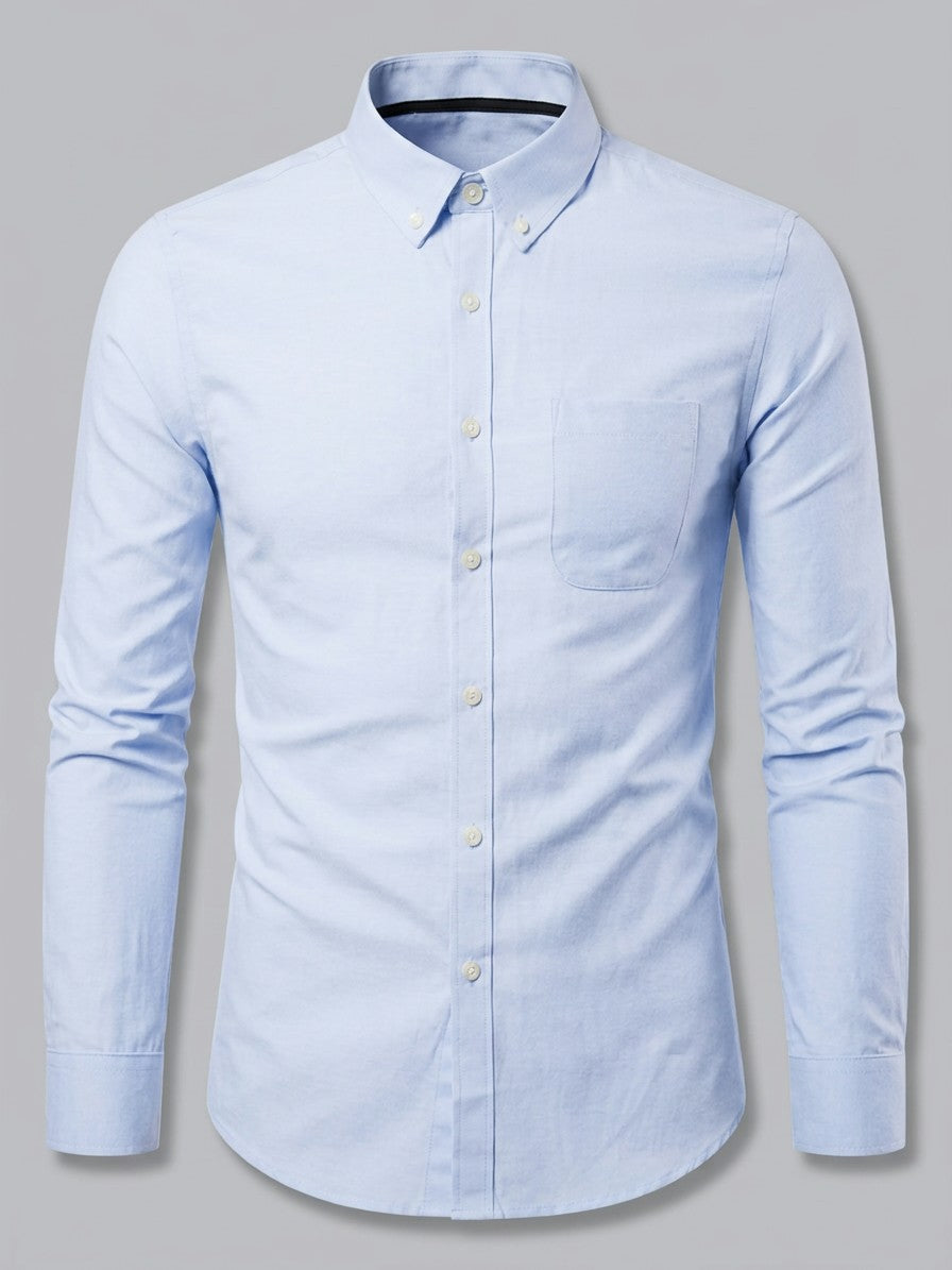 Lecce Men's Slim Button-Down Collar Shirt — skyblue — packshot