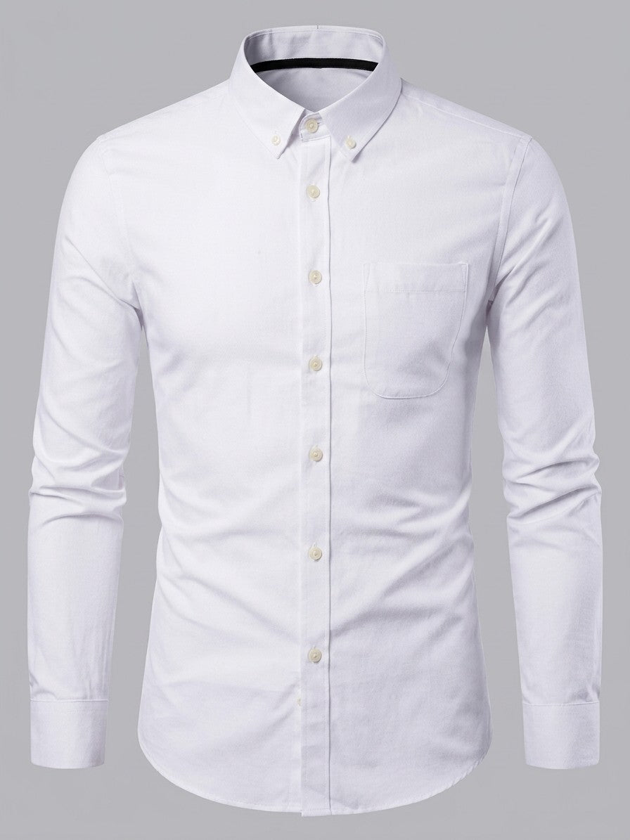 Lecce Men's Slim Button-Down Collar Shirt — white — packshot