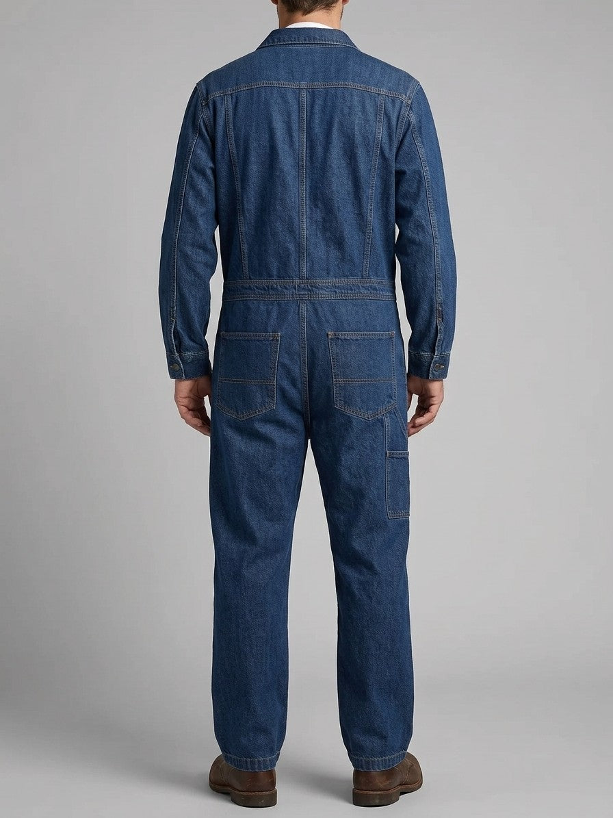 Legnago Men's Long-Sleeve Denim Work Coverall — indigoblue — back