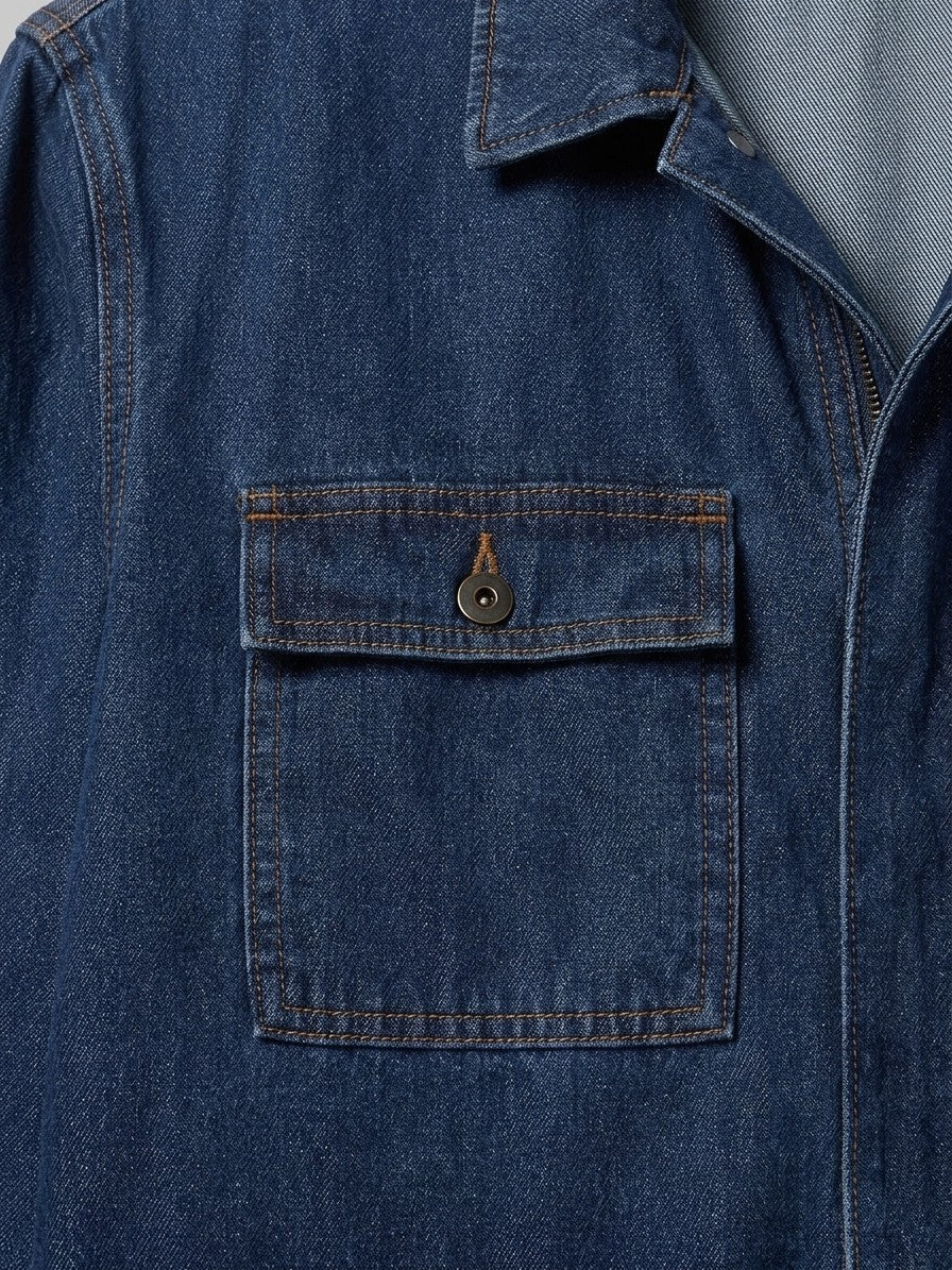 Legnago Men's Long-Sleeve Denim Work Coverall — indigoblue — detail-2