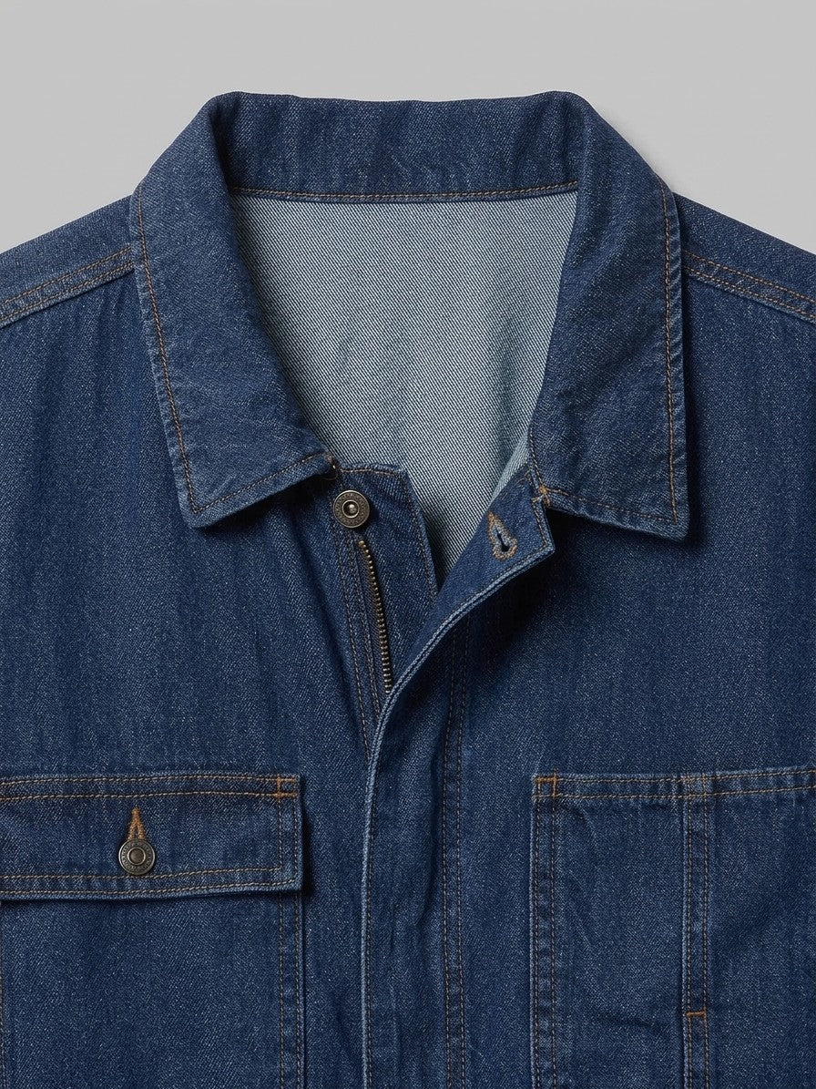 Legnago Men's Long-Sleeve Denim Work Coverall — indigoblue — detail