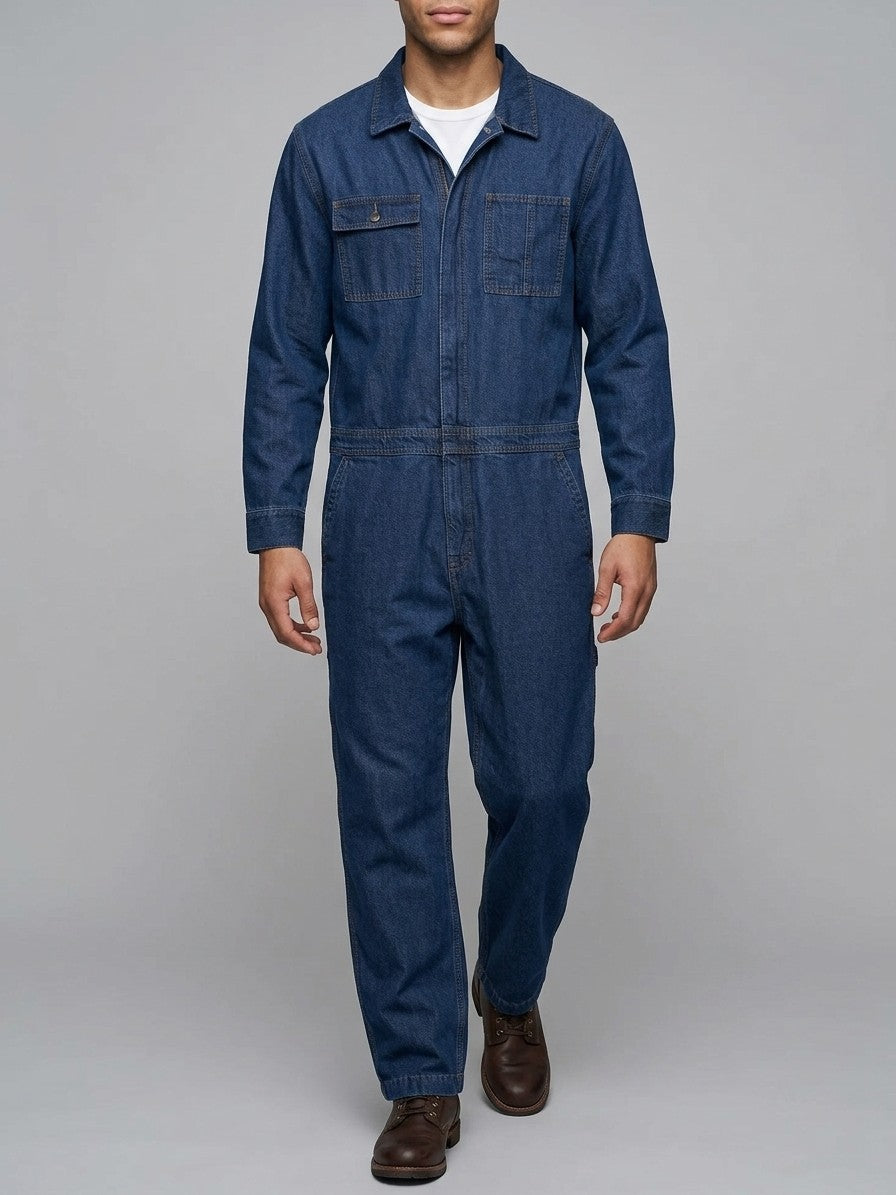 Legnago Men's Long-Sleeve Denim Work Coverall — indigoblue — front