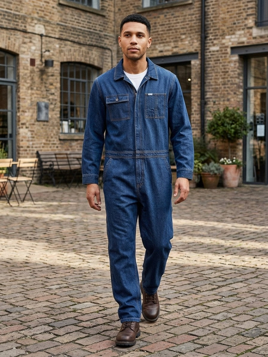 Legnago Men's Long-Sleeve Denim Work Coverall — indigoblue — lifestyle