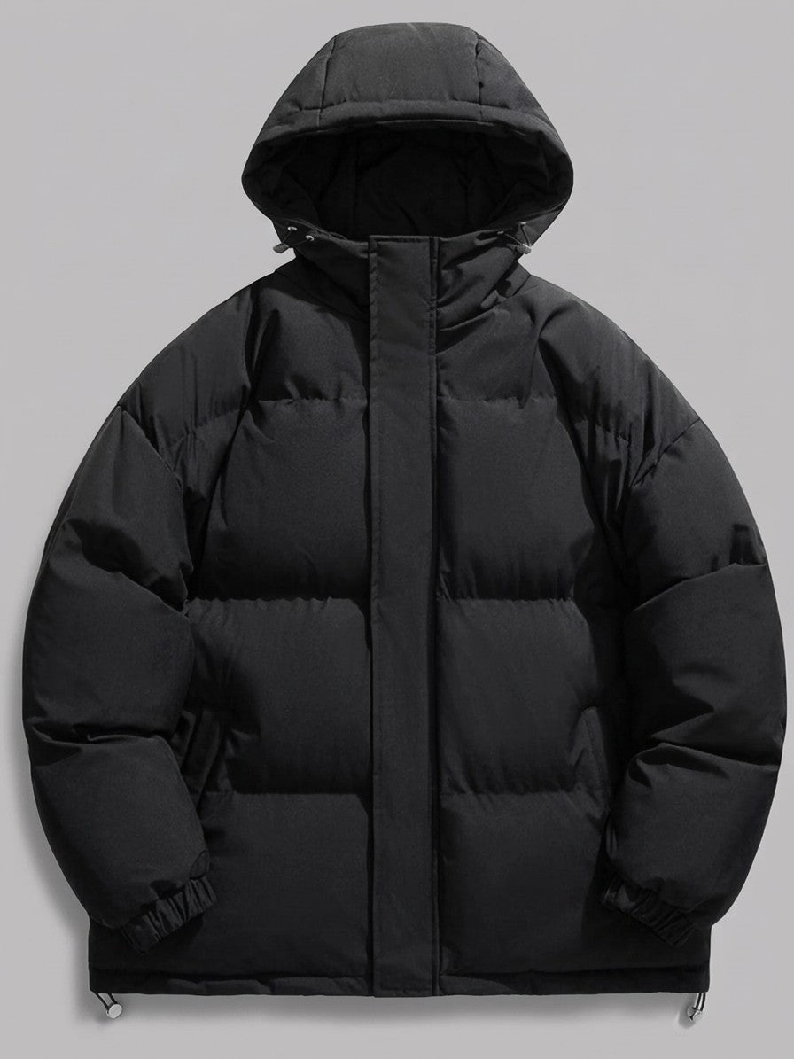 Legnano Men's Hooded Quilted Puffer Jacket — black — packshot