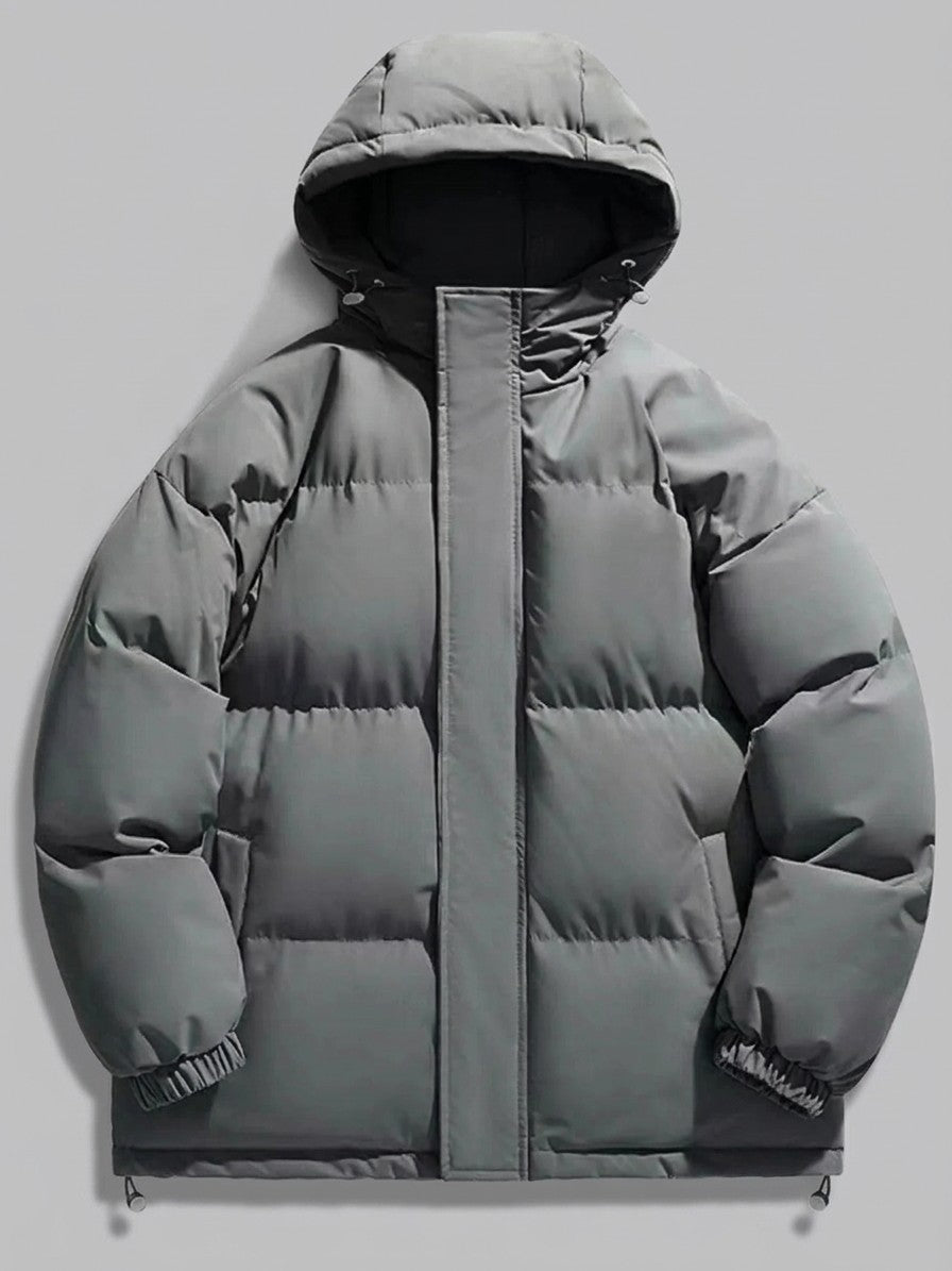 Legnano Men's Hooded Quilted Puffer Jacket — grey — packshot