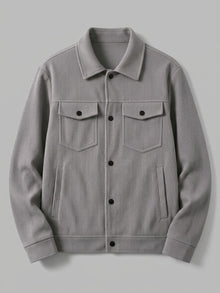 Lenno Men's Ribbed Knit Snap Trucker Jacket