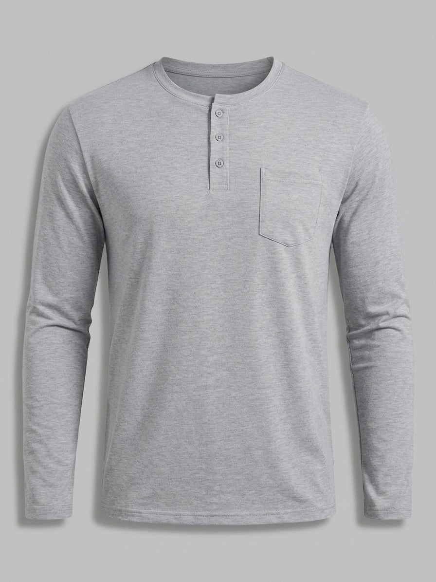 Lerici Men's Long-Sleeve Pocket Henley — lightgray — packshot