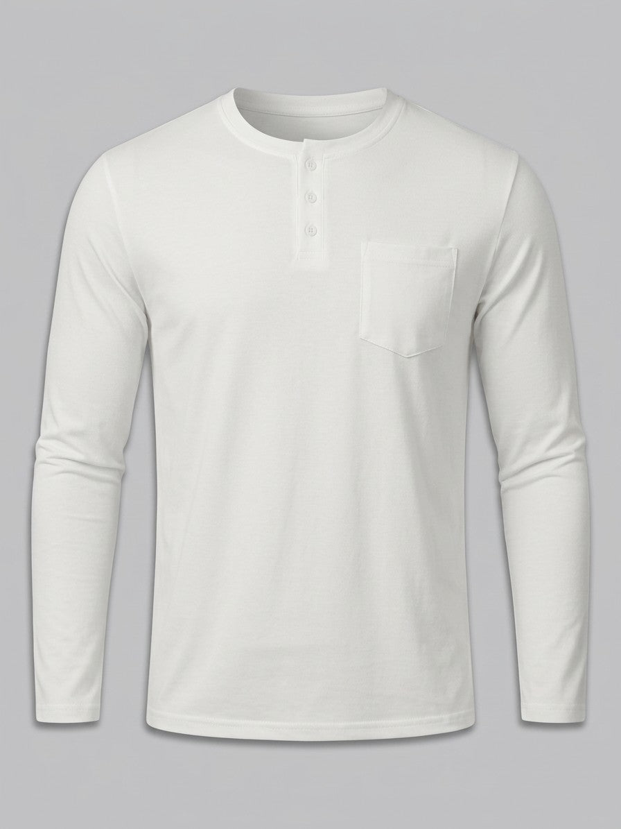 Lerici Men's Long-Sleeve Pocket Henley — white — packshot