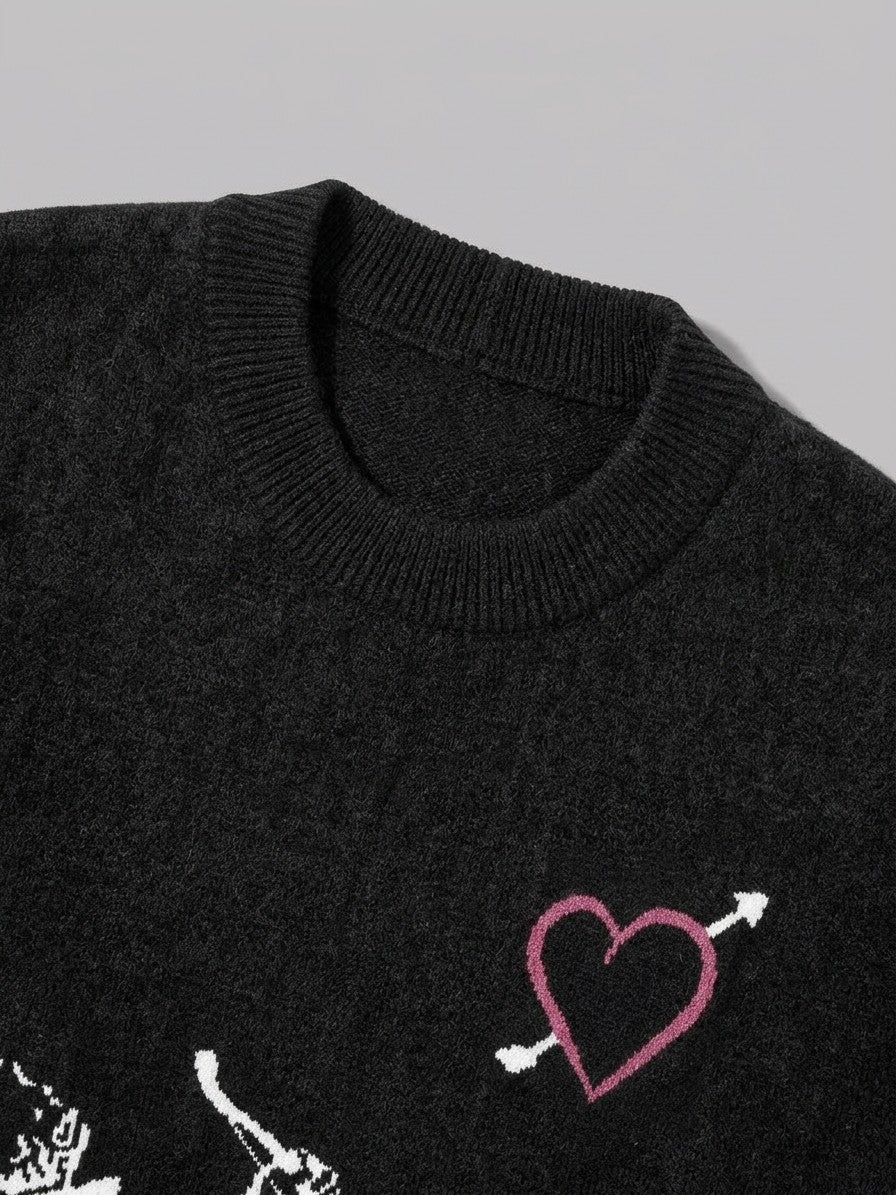 Lerma Men's Cupid Jacquard Knit Sweater — black — detail-collar