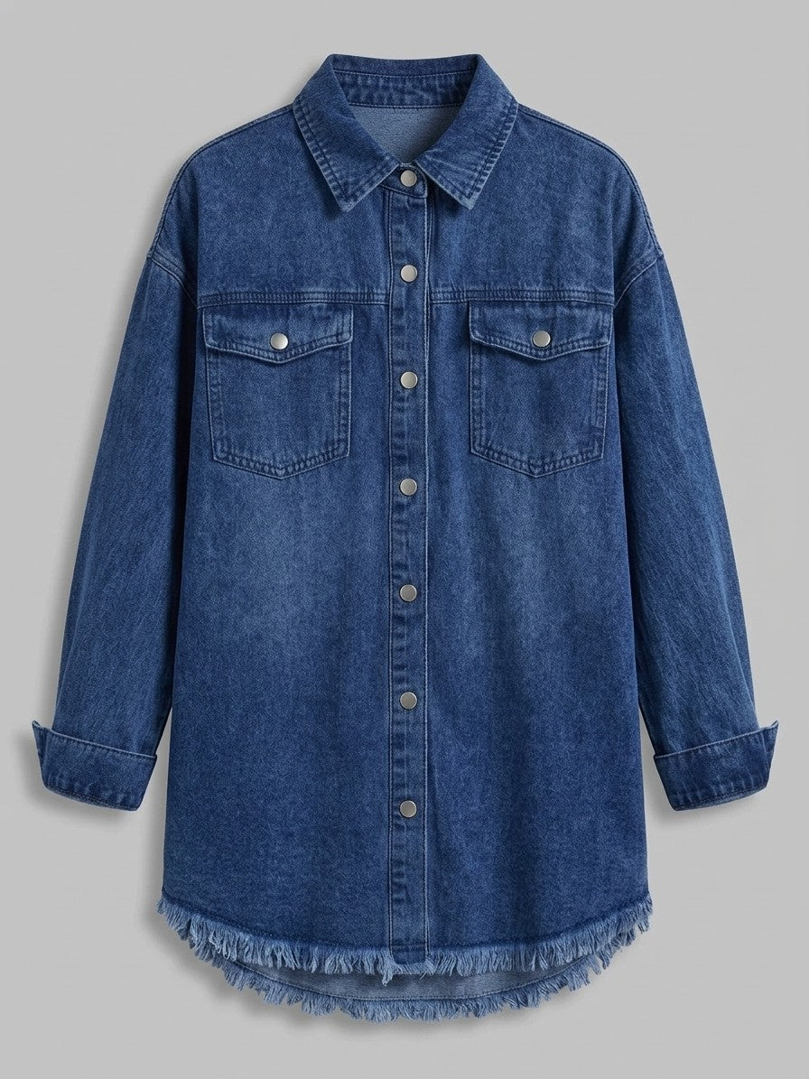 Levanto Women's Mineral Wash Denim Shacket — darkblue — packshot