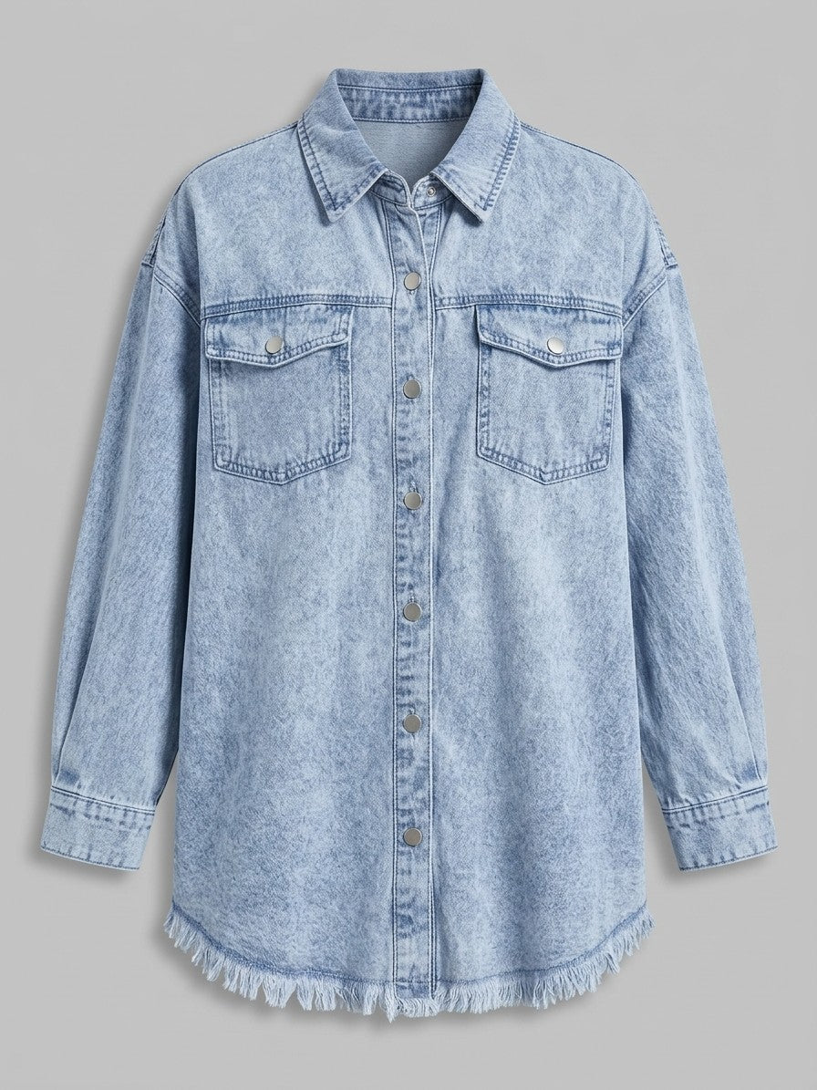 Levanto Women's Mineral Wash Denim Shacket — lightblue — packshot