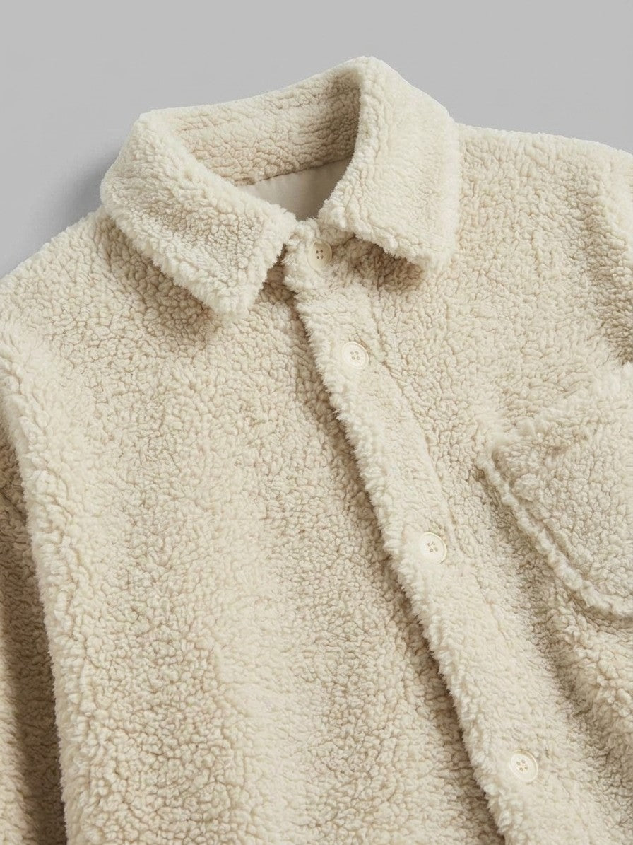 Licata Men's Button-Up Sherpa Shirt Jacket — ivorywhite — detail-2