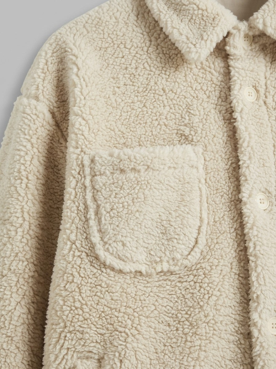 Licata Men's Button-Up Sherpa Shirt Jacket — ivorywhite — detail-collar