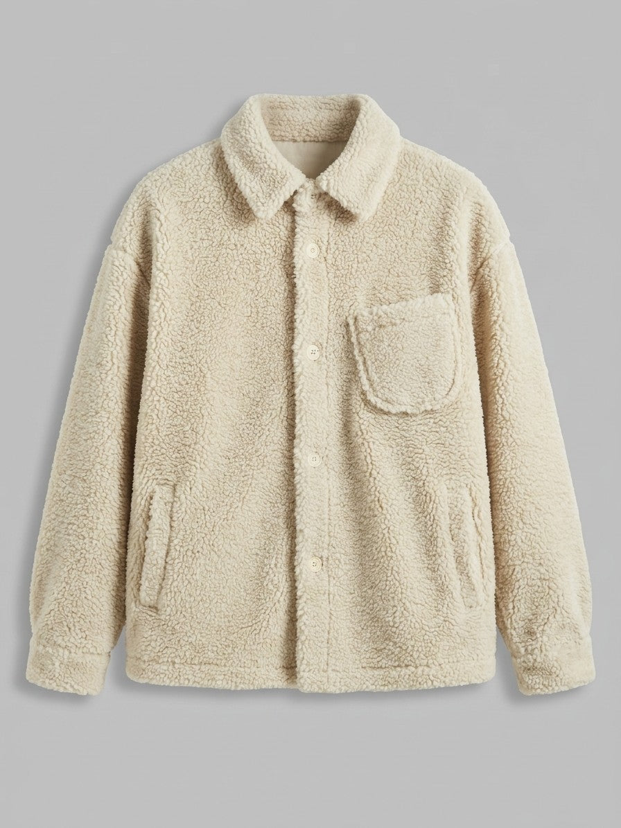 Licata Men's Button-Up Sherpa Shirt Jacket — ivorywhite — packshot