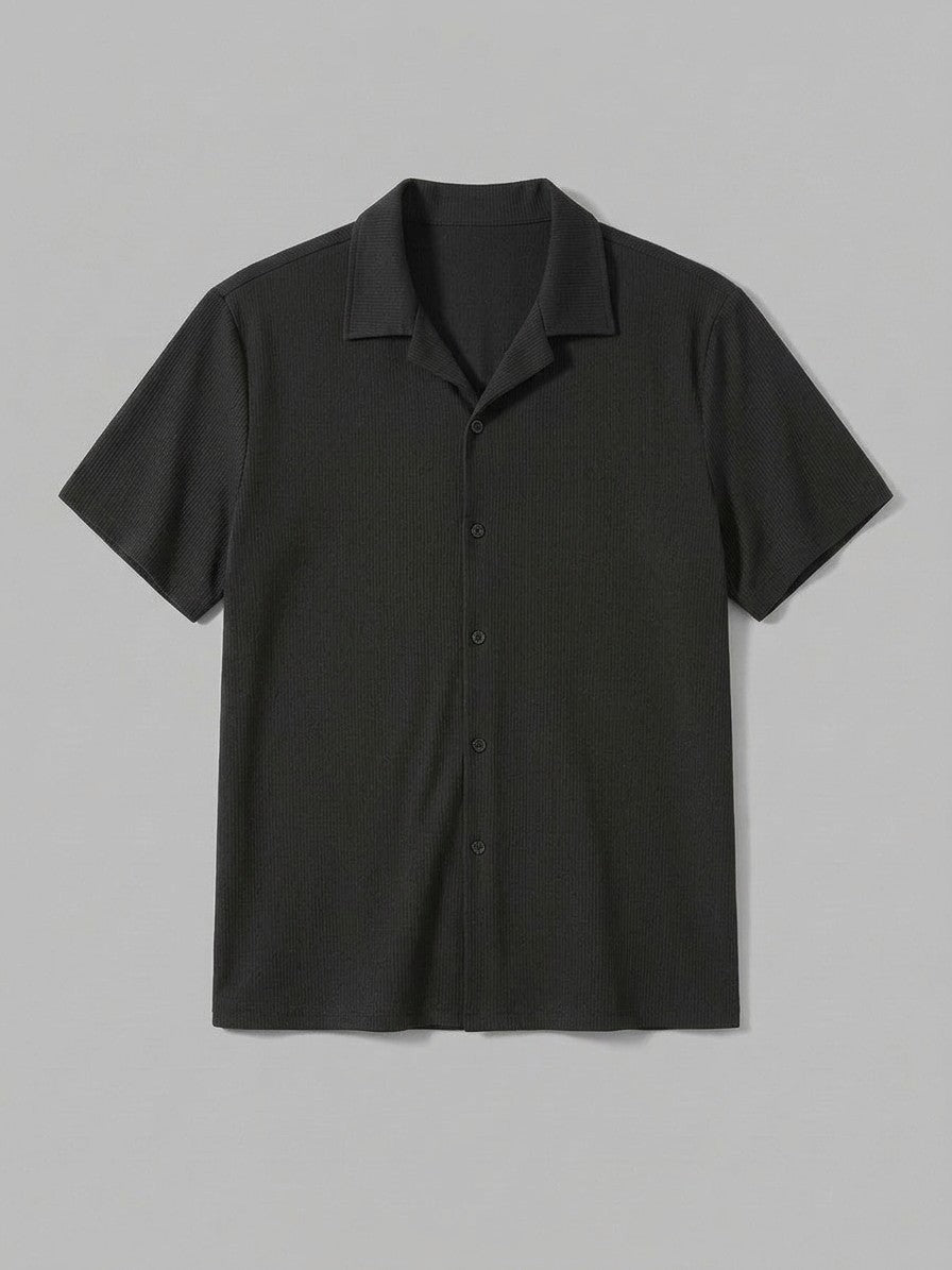 Lignano Men's Textured Rib Shirt & Trousers Set — blacktop — packshot