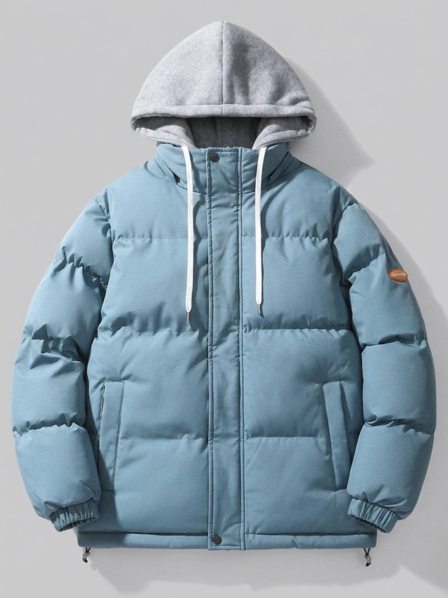 Limone Men's Layered Hooded Puffer Jacket — pastelblue — packshot