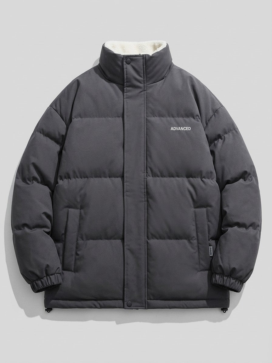 Lipari Men's Oversized Snap-Placket Puffer Jacket — gray — packshot
