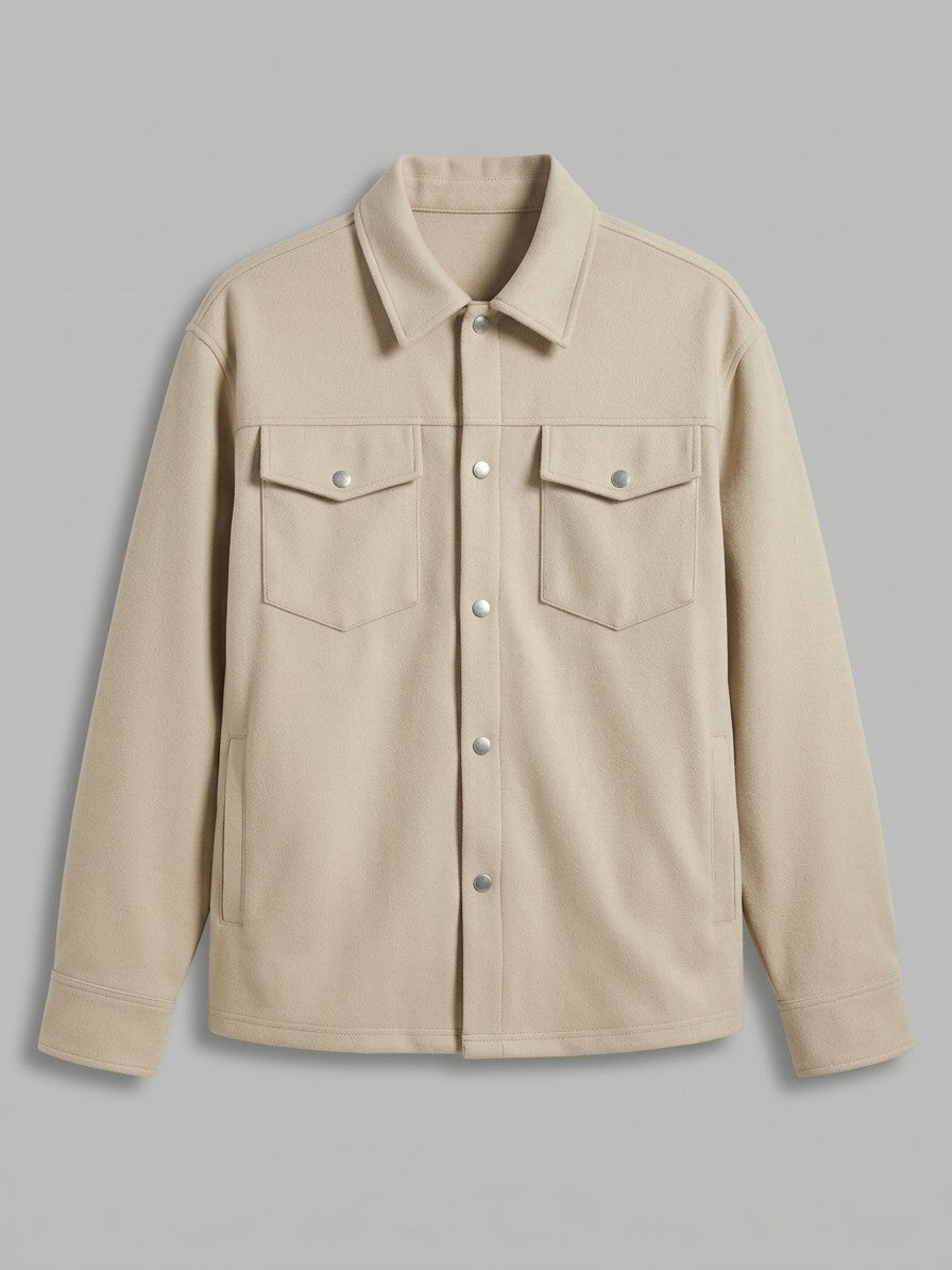 Lissone Men's Brushed Flap-Pocket Shirt Jacket — beige — packshot