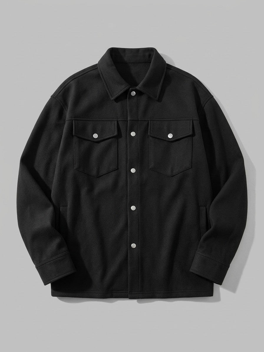 Lissone Men's Brushed Flap-Pocket Shirt Jacket — black — packshot