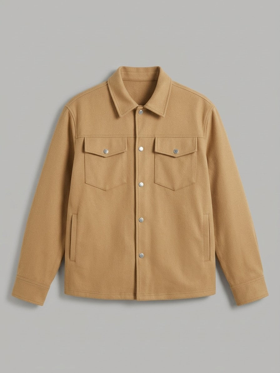 Lissone Men's Brushed Flap-Pocket Shirt Jacket — camel — packshot