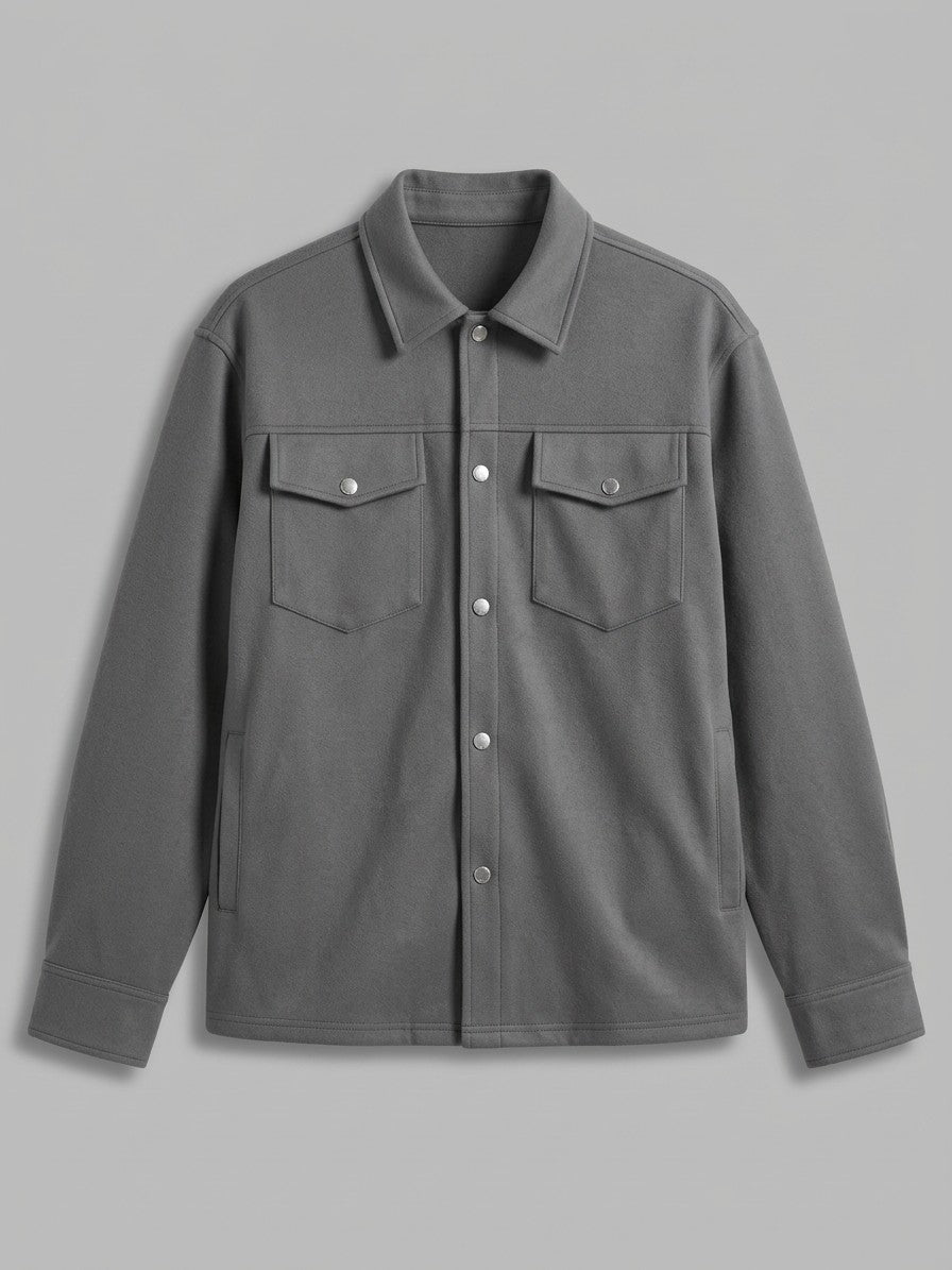 Lissone Men's Brushed Flap-Pocket Shirt Jacket — grey — packshot