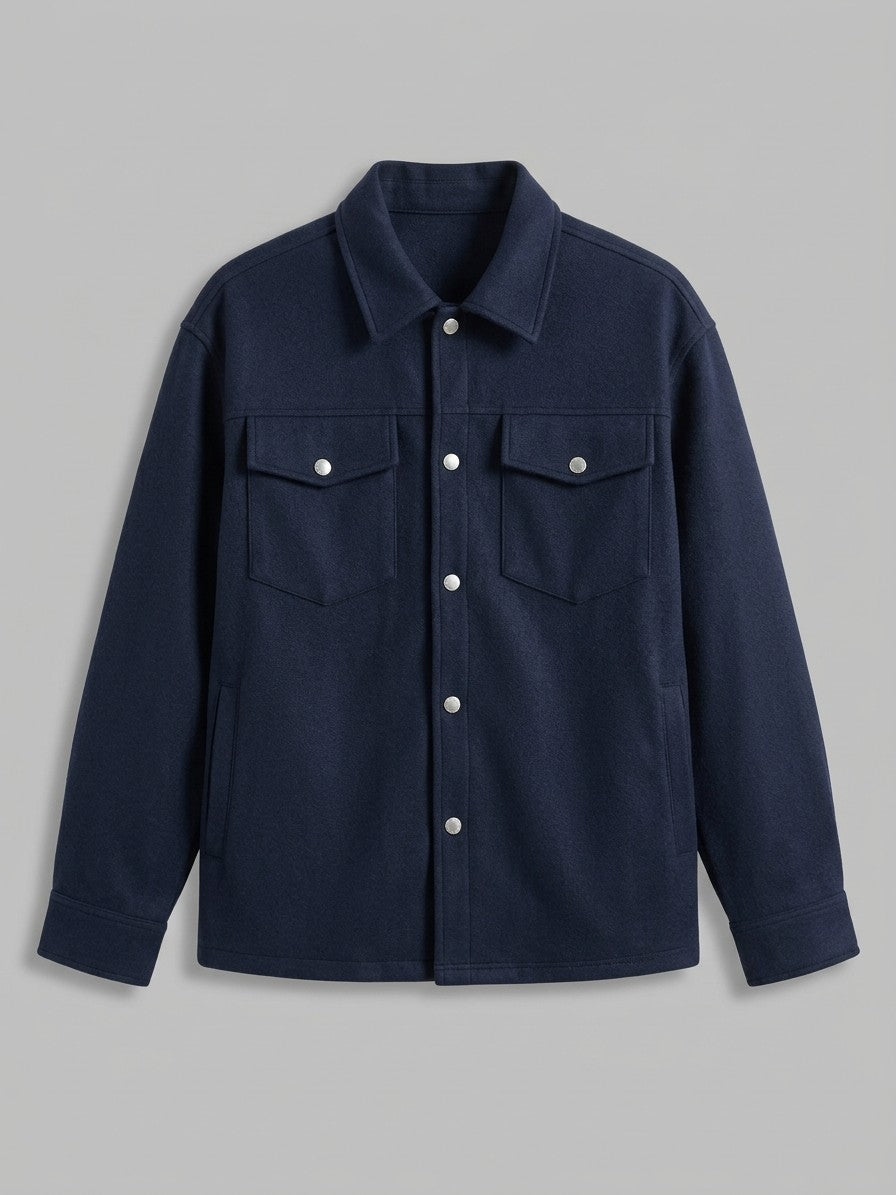 Lissone Men's Brushed Flap-Pocket Shirt Jacket — navy — packshot