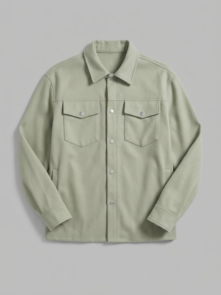 Lissone Men's Brushed Flap-Pocket Shirt Jacket — sagegreen — packshot
