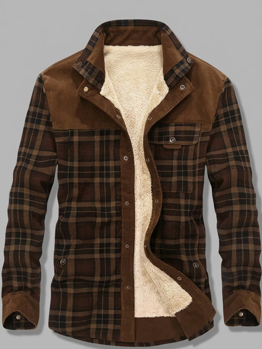 Livigno Men's Fleece-Lined Plaid Shirt Jacket — bigcoffee — packshot