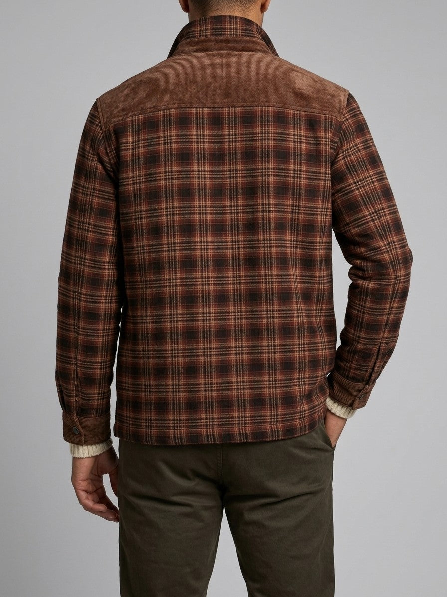 Livigno Men's Fleece-Lined Plaid Shirt Jacket — redcoffeefine — back
