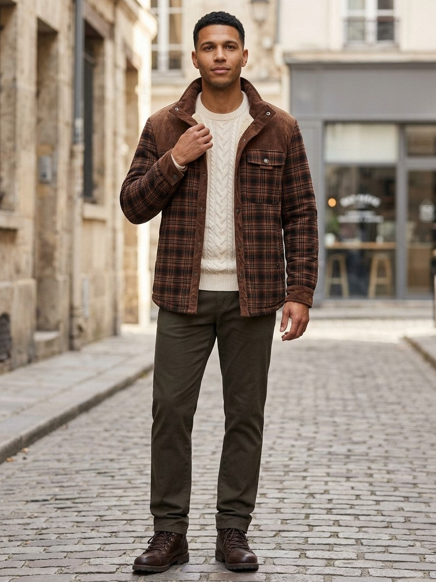 Livigno Men's Fleece-Lined Plaid Shirt Jacket — redcoffeefine — lifestyle