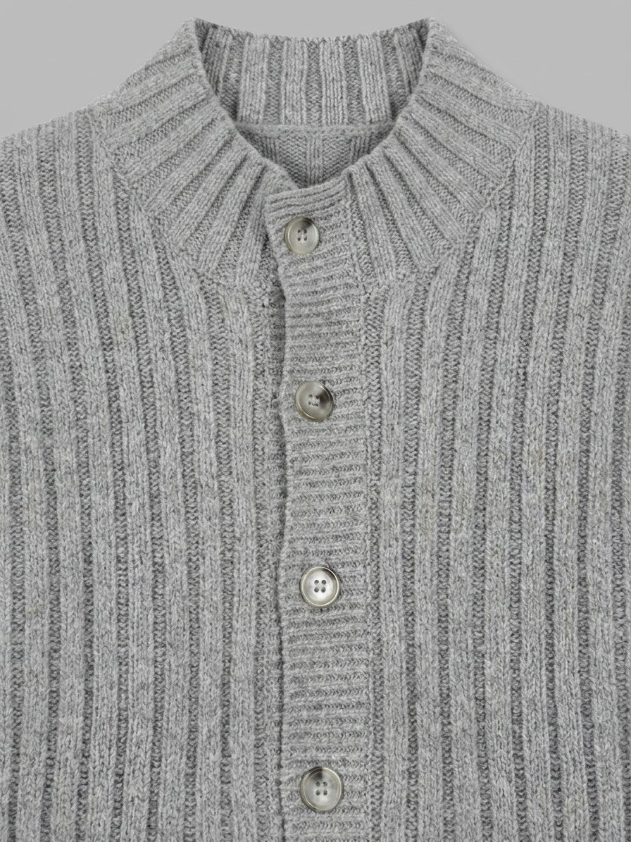 Livorno Men's Chunky Ribbed Cardigan — gray — detail