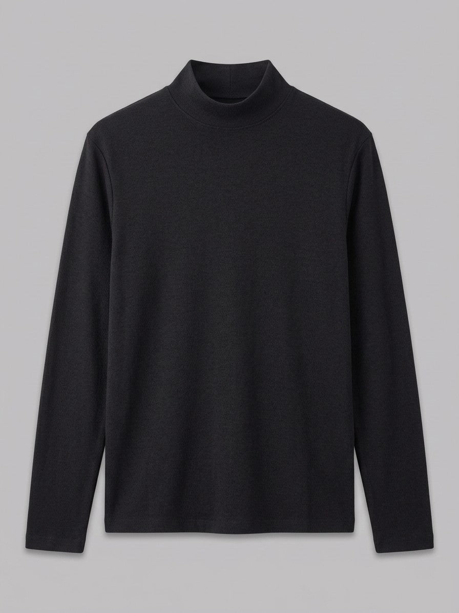 Lodi Men's Mock Neck Long-Sleeve Top — black — packshot