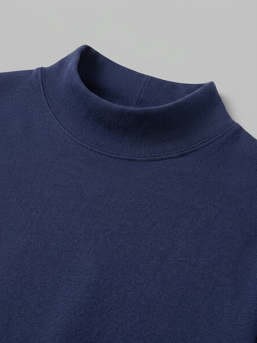Lodi Men's Mock Neck Long-Sleeve Top — navy — detail-collar