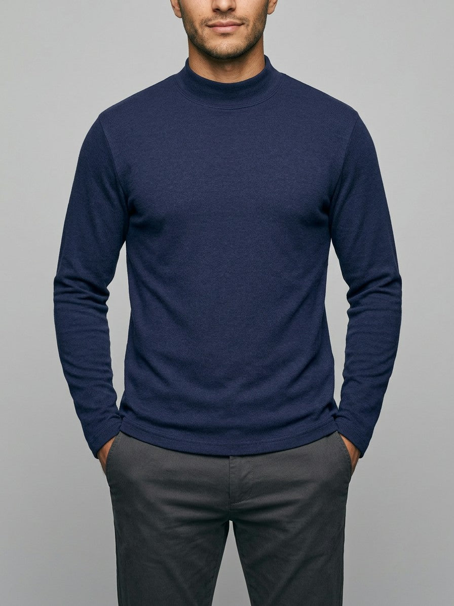 Lodi Men's Mock Neck Long-Sleeve Top — navy — front