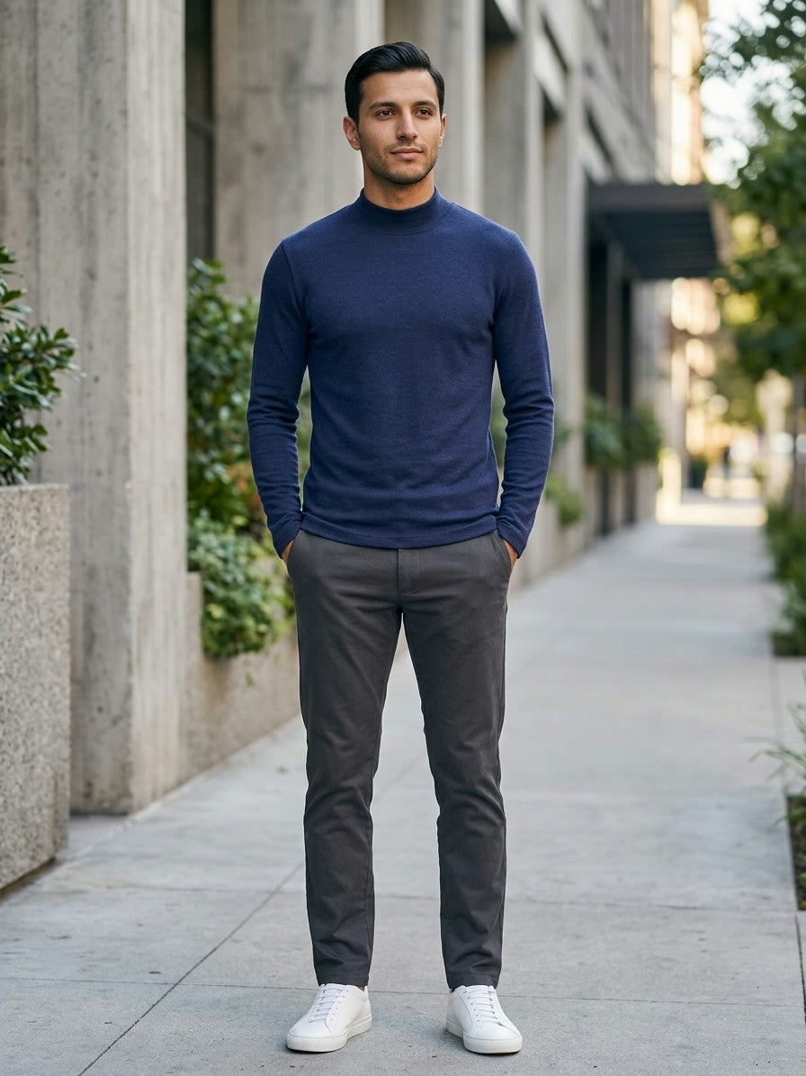 Lodi Men's Mock Neck Long-Sleeve Top — navy — lifestyle