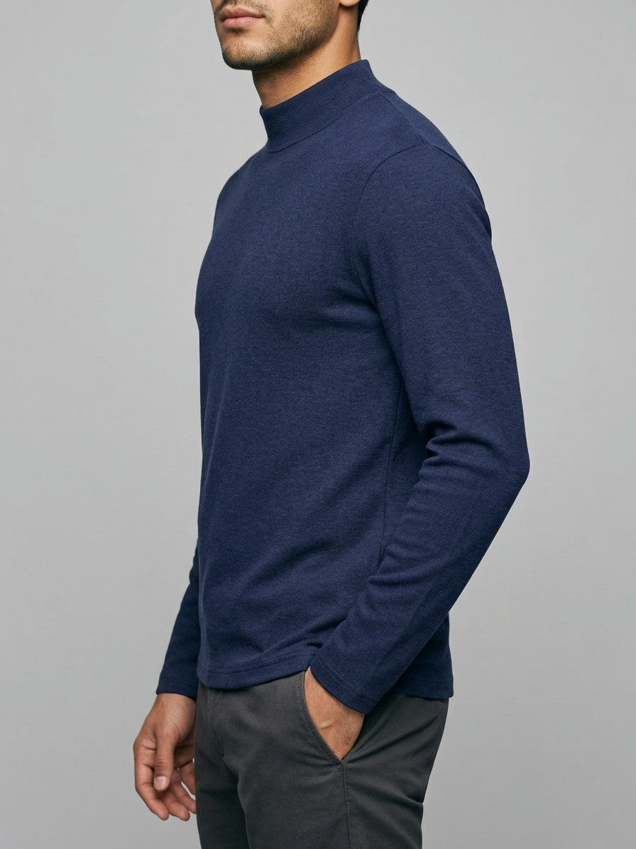 Lodi Men's Mock Neck Long-Sleeve Top — navy — side